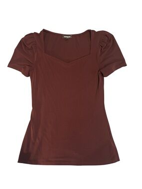 Express Women’s Square Neck Short Sleeve Top in Burgundy